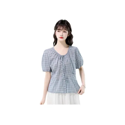 Mu Xiao Xin Синие Женские Рубашки