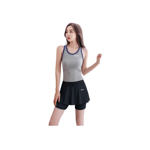 Барби Льняной серый + Черный Женские фитнес-комплекты