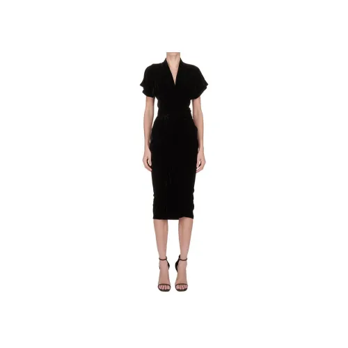 RICK OWENS Black Женские Короткие Платья с Рукавами