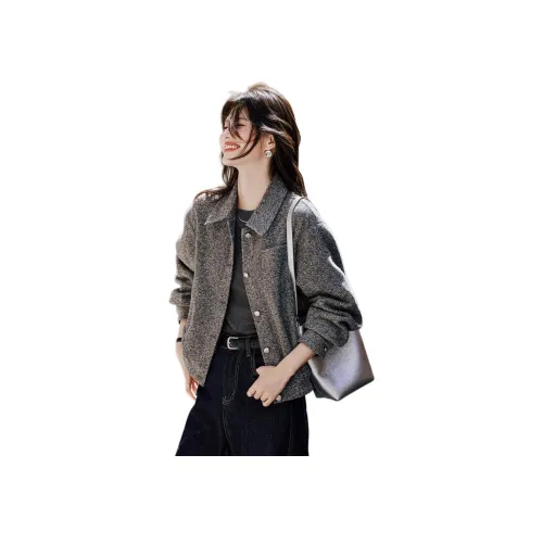 Still Quiet Повседневный Отложной воротник Укороченный Куртка Женские