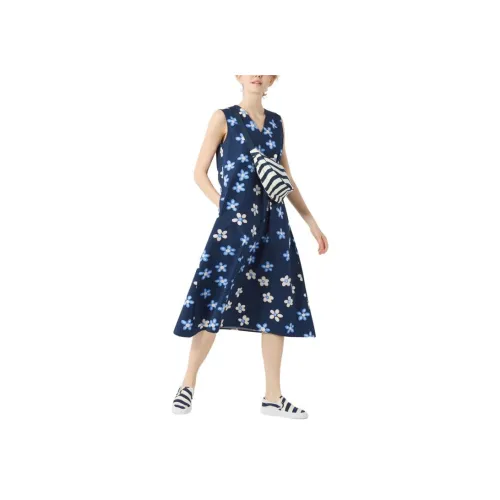 UNIQLO Без рукавов Платье Женское Темно-синий