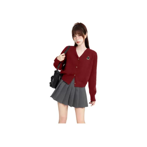 Princess Berdele Трикотаж Преппи Стиль Свободный крой Утолщенный Вязаная Куртка Женская