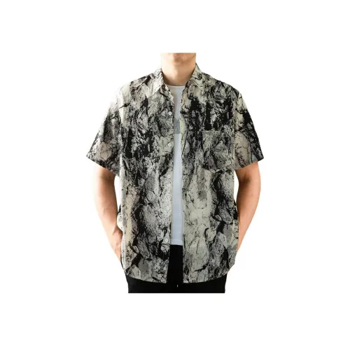 SONGLAN Чернильно-черный Ледяной шелк Тонкий Унисекс Рубашки