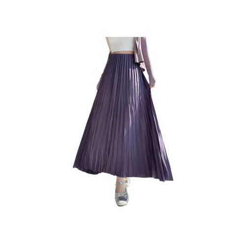 Wbwq Повседневный Длинный Юбка Женские Фиолетовый