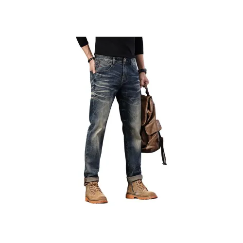 ZENGZHI Предосенние Джинсы Облегающий крой Прямой крой Унисекс