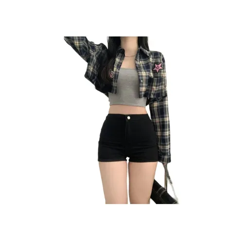 YICHEN Черные Женские Джинсовые Шорты