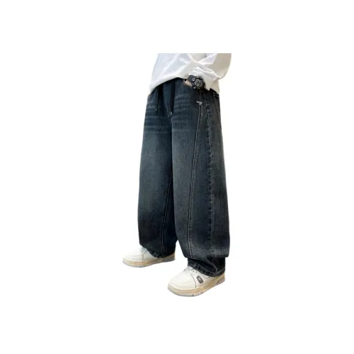 YUGUOGUO Blue Gray School Age Jeans YUGUOGUO Синие Серые Джинсы для школьного возраста