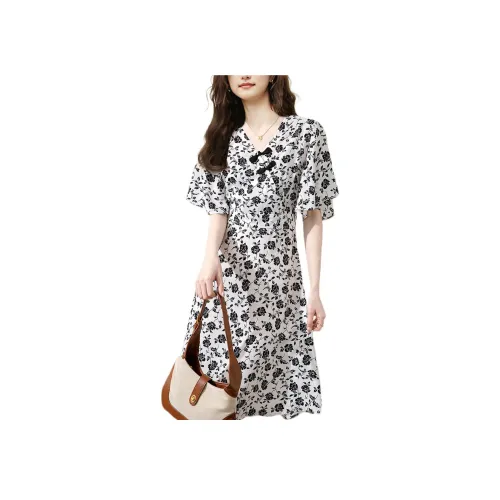 Wbwq Короткий рукав Платье Женское Белое