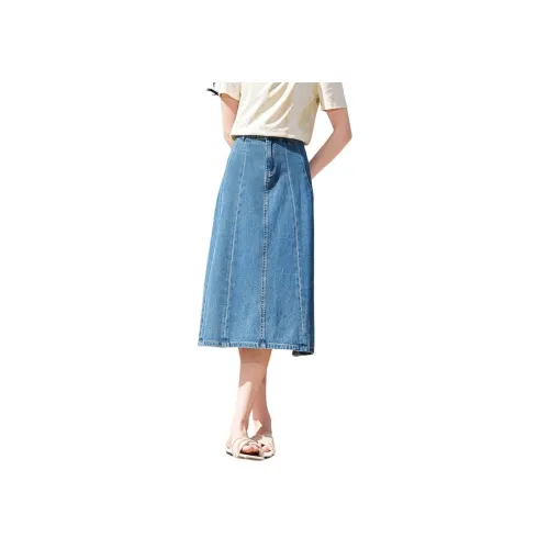 XIANGYING Деним Длинная Юбка Женская Синяя