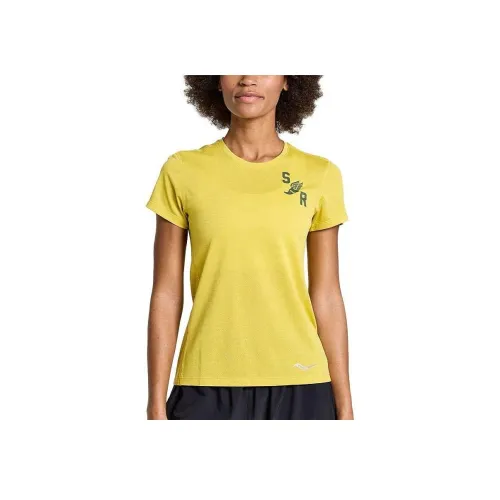Saucony Stopwatch Graphic Короткий рукав T-рубашка Женская Желтая
