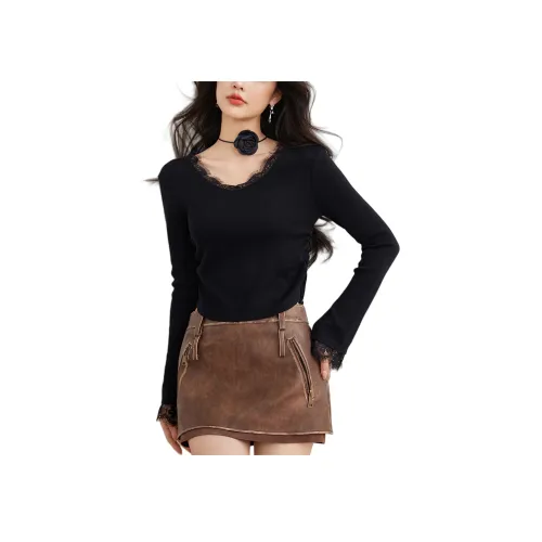 TUSHIFEI Трикотаж Женский Черный