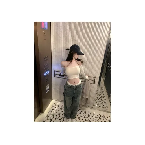 CHILL QIAOER Светло-синие Женские Джинсы