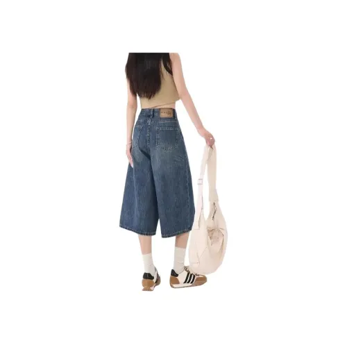 BQERTY Винтажные синие женские джинсовые шорты