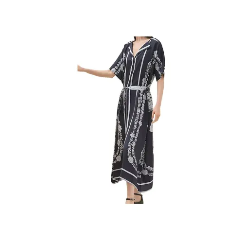 HERMES SS25 Короткий рукав Платье Женское Черное