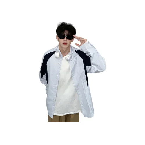 UNA RETA Темно-синие унисекс рубашки