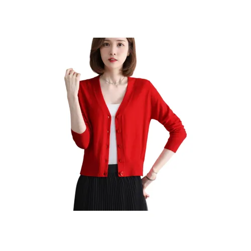 MJ Женские Однотонный V-образный вырез Трикотаж Женский