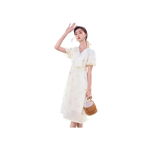 Like The Age Of Water Короткий рукав Платье Женское Бежевый