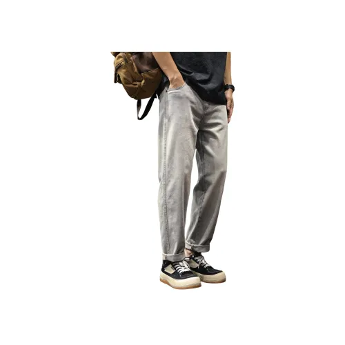 LUJIEBANG Серый Белый Мужские Джинсы