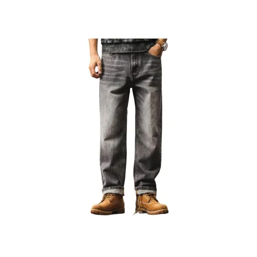 JIELEINUO Серый Мужской Джинсы