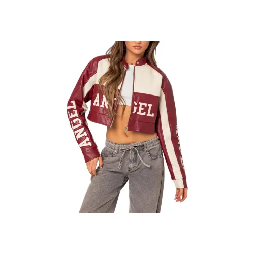 Edikted Farah Cropped Artificial Leather Jacket Leather Jacket Women's