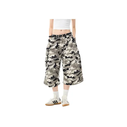 UNA RETA Бело-серые унисекс джинсовые шорты