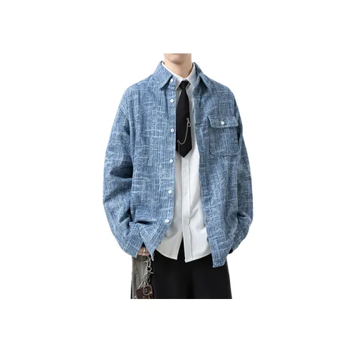 GANGZAI Светло-Синий Унисекс Джинсовые Куртки