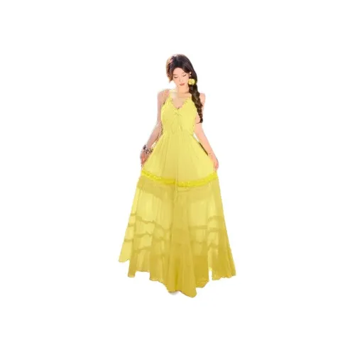 MORii Желтый Женские Слип-платья