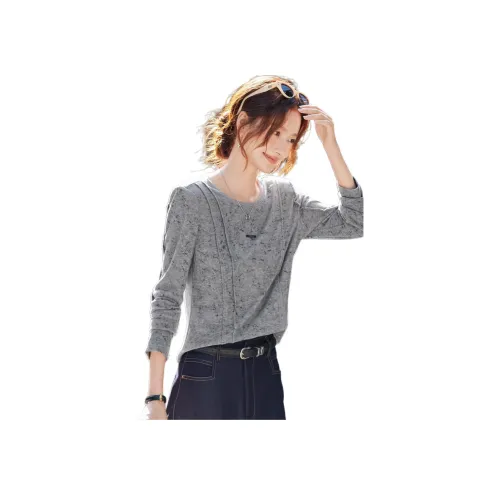 Still Quiet Модный Удобный Похудение Круглый вырез Длинный рукав Т-рубашка Женская