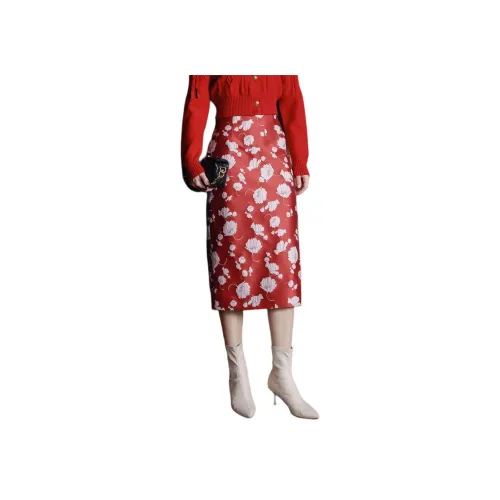 Anmani Повседневный Длинный Юбка Женские Красный