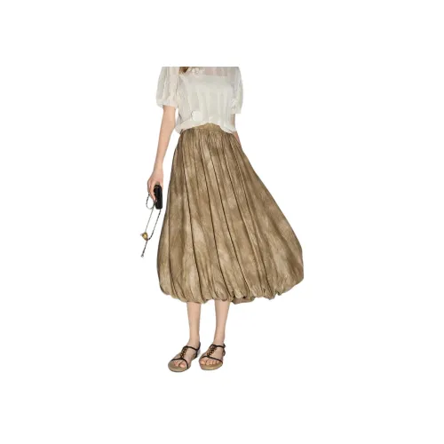 Bethine Повседневный Длинный Юбка Женские Хаки