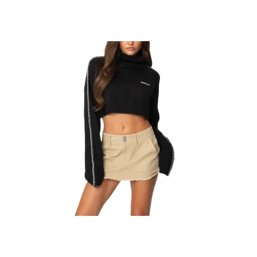 Edikted Вышитый Edge Cropped Turtle Neck Sweater Women's