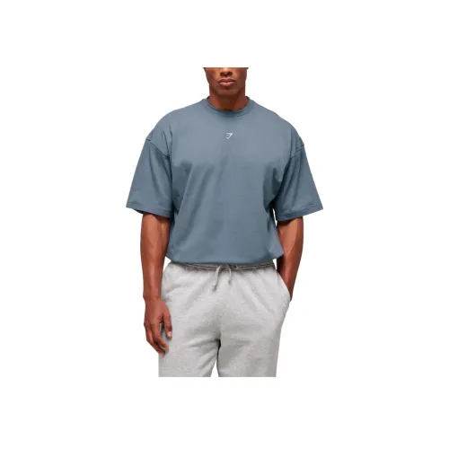 GYMSHARK Синий Серый Мужская T-Рубашка
