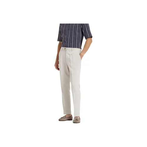 BRUNELLO CUCINELLI Белый Мужской Повседневный Брюки