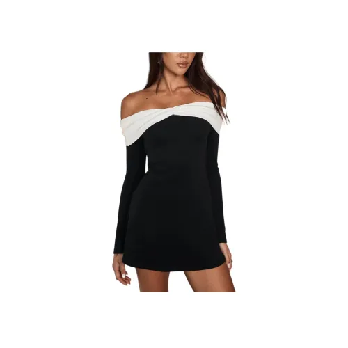 PRINCESS POLLY DISTRACTIONS Off The Плечо Мини Платье Длинное Платье с Длинными Рукавами Женское MULTI Многоцветное