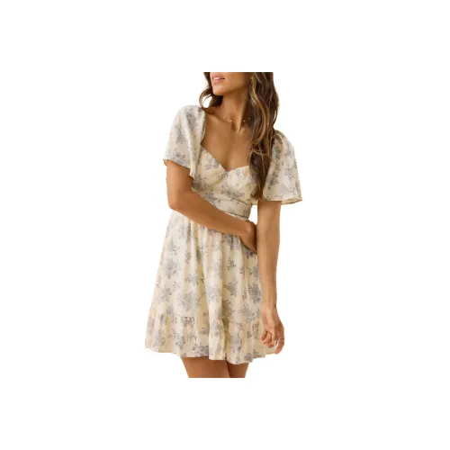 ALTAR'D STATE Gwen Цветочный Мини Платье Короткий Рукав Платье Женское