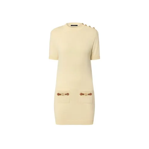 LOUIS VUITTON SS24 Короткое платье с короткими рукавами женское желтое