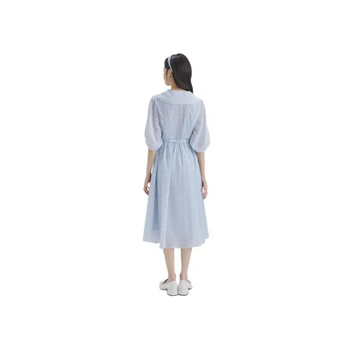 DEAR DEER PUFF Blue Женские Короткие Платья с Рукавами