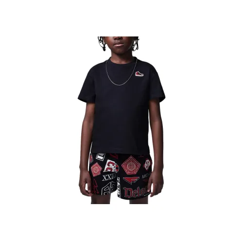 Jordan AJ1 T-рубашка с черно-белым патчем для детей 3-7 лет