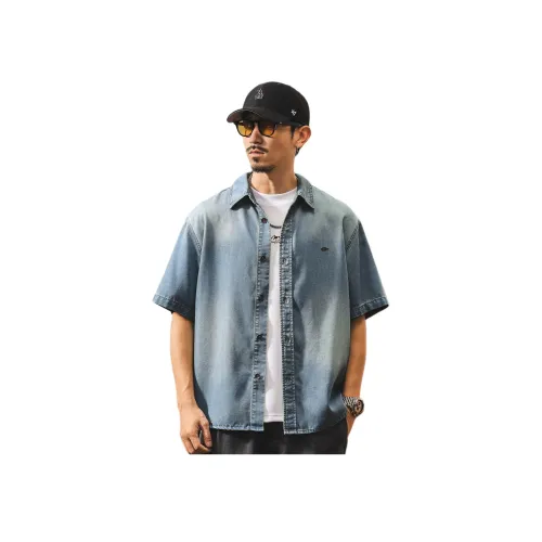 JIELEINUO Blue Men's Shirts JIELEINUO Синий Мужские Рубашки