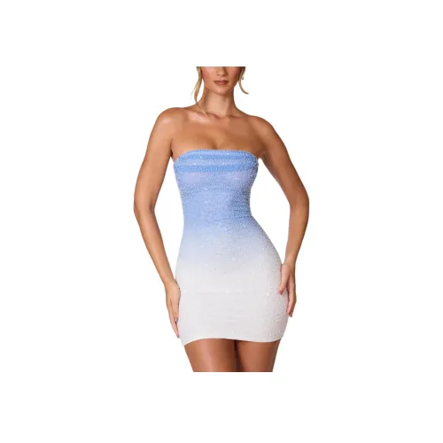 OH POLLY BASEL Без рукавов Платье Женское Синий Белый Ombre Синий Белый Градиент