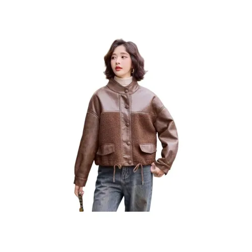 Yi Mengyuan Кожа Куртка Женская
