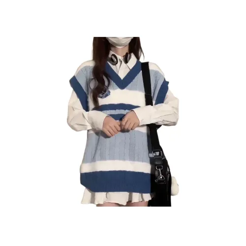 Mu Qingqing Белая рубашка + Синий значок + Белый плиссированный комплект из юбки THREE, женский комплект с юбкой