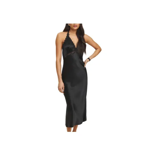 REFORMATION Nora Silk Dress Slip Dress Women's Black