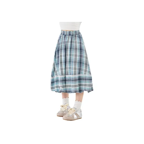 HANHANXIANG 6146 Синий Клетка Платье Школьное Юбка