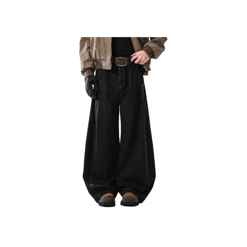 BQODQO Черные Унисекс Джинсы