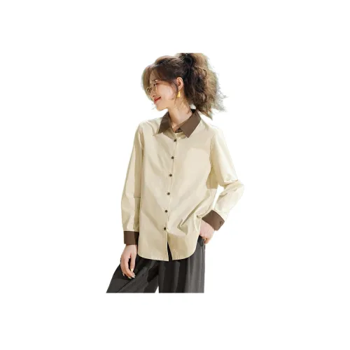 MOHANYIMEI Абрикос Кофе Женские Рубашки