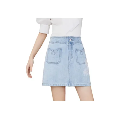 Caroline Джинсовые короткие юбки Женские Светло-синие