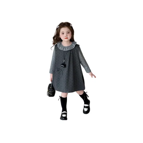 AIXINA Комплекты одежды Серый Базовый слой + Темно-серый Платье Детские комплекты с юбкой