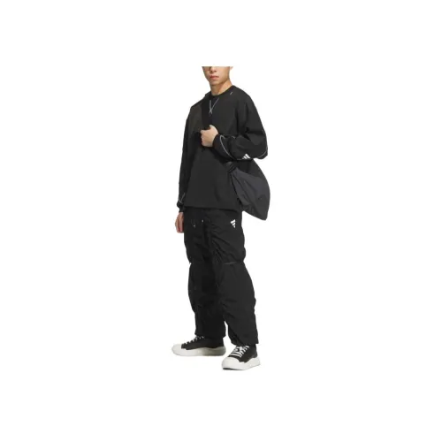 Adidas SS25 Повседневные брюки Унисекс Черный Ярко-белый