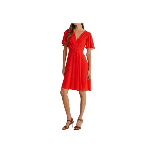 Ralph Lauren Red Женские Короткие Платья с Рукавами